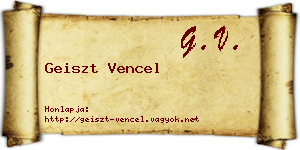 Geiszt Vencel névjegykártya